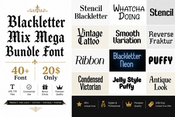 Blackletter Mix Mega Bundle for Handmade Branding