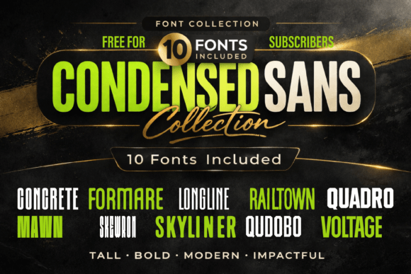 Condensed Collection – 10 Tall Set: A Bold Sans Serif Choice