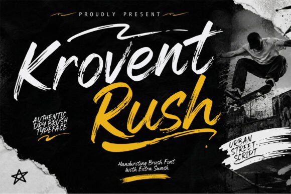 Krovent Rush: A Bold Urban Brush Typeface for Web